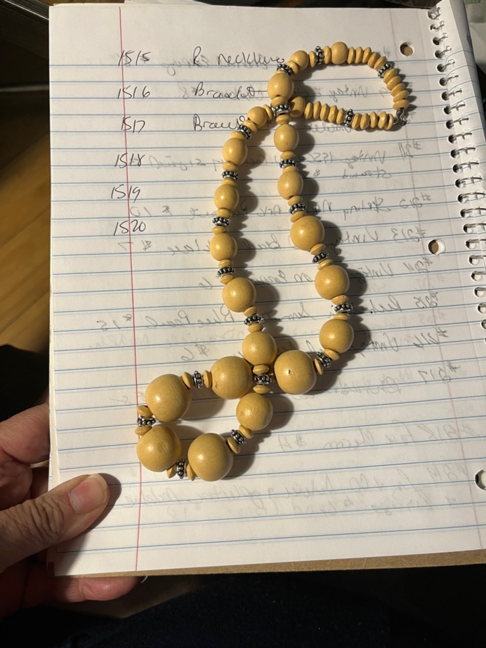Handmade Mustard Yellow Wooden Bead Necklace 1518